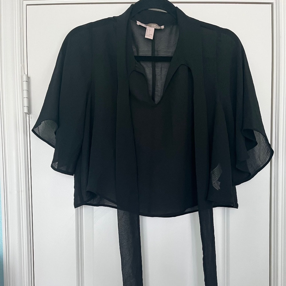 Forever 21 | Black Chiffon Crop Blouse
